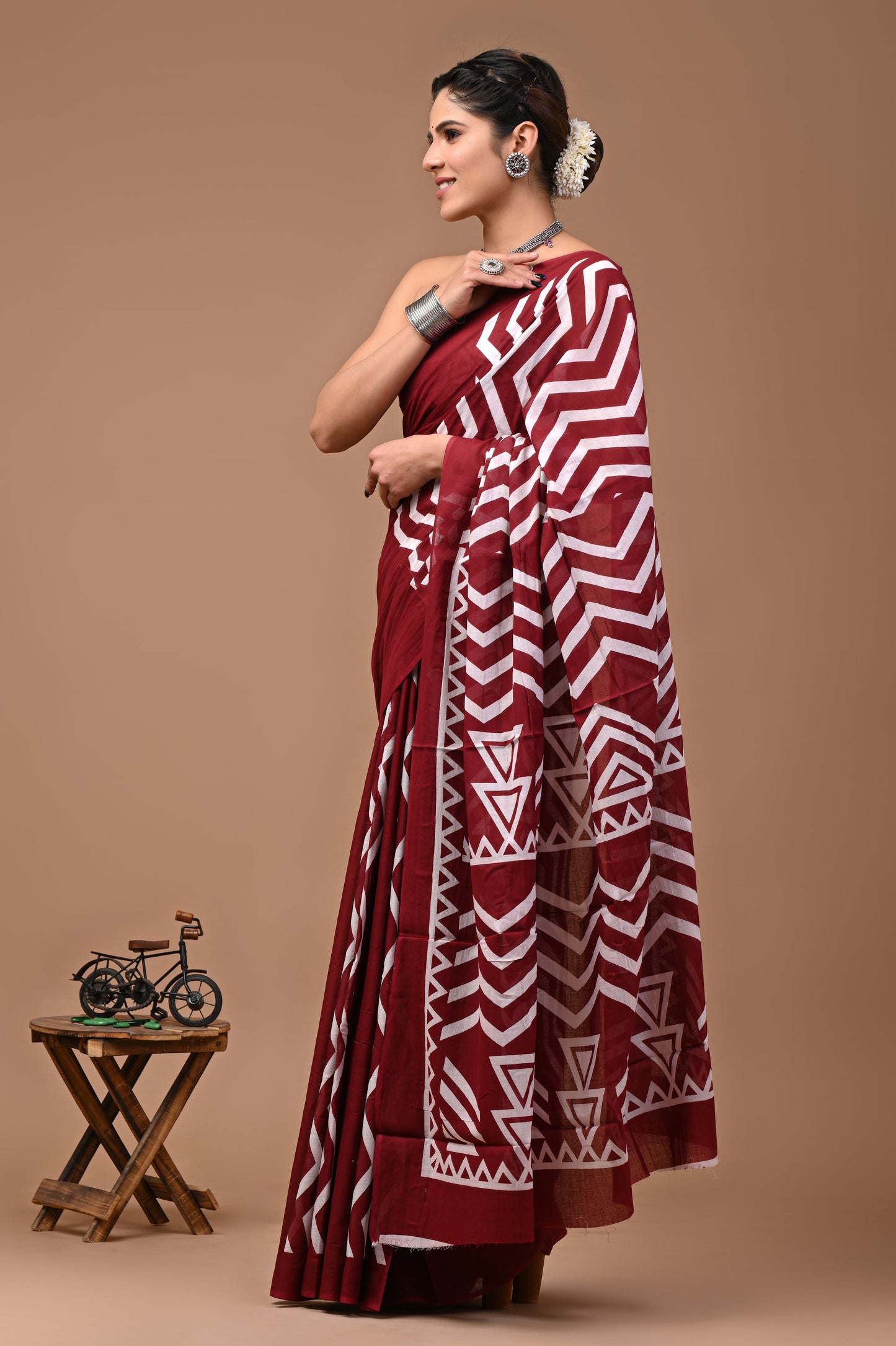 Printed Pure Cotton Mulmul Saree With Blouse