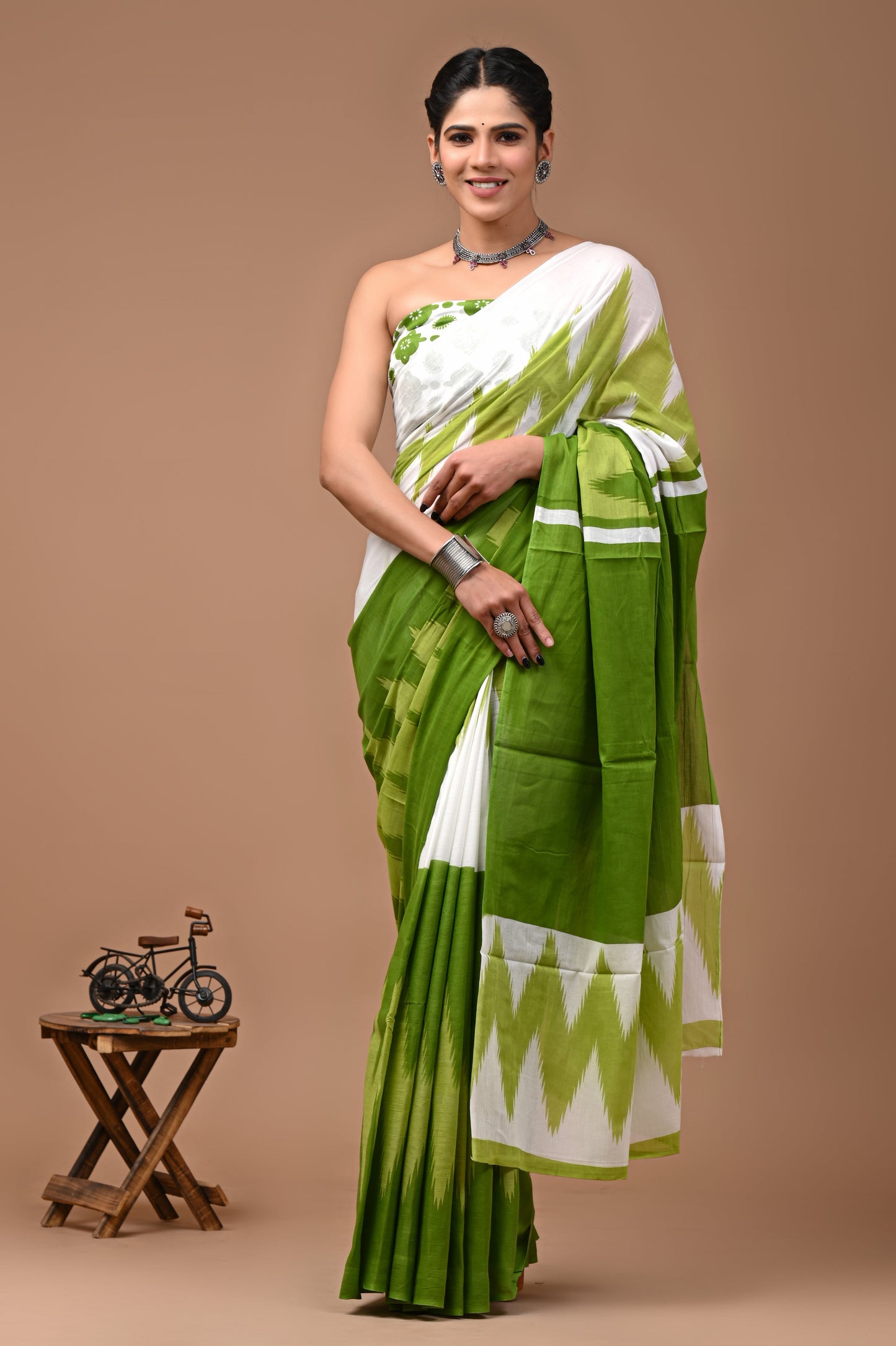 Printed Pure Cotton Mulmul Saree With Blouse