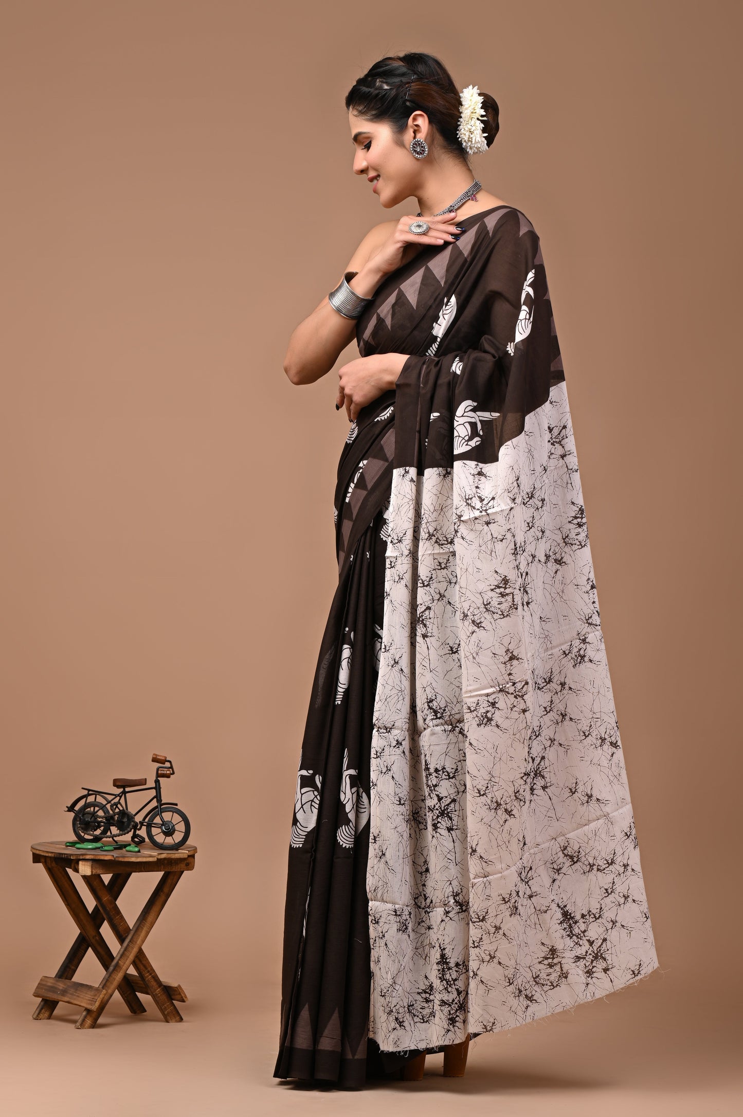 Printed Pure Cotton Mulmul Saree With Blouse