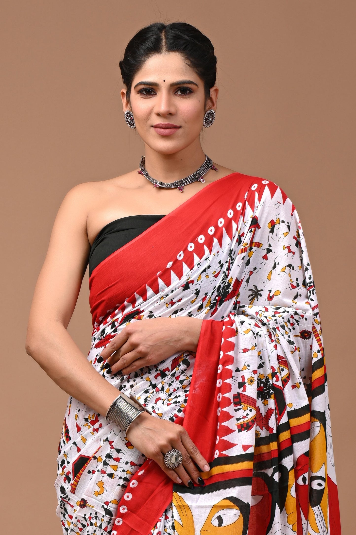 Printed Pure Cotton Mulmul Saree With Blouse