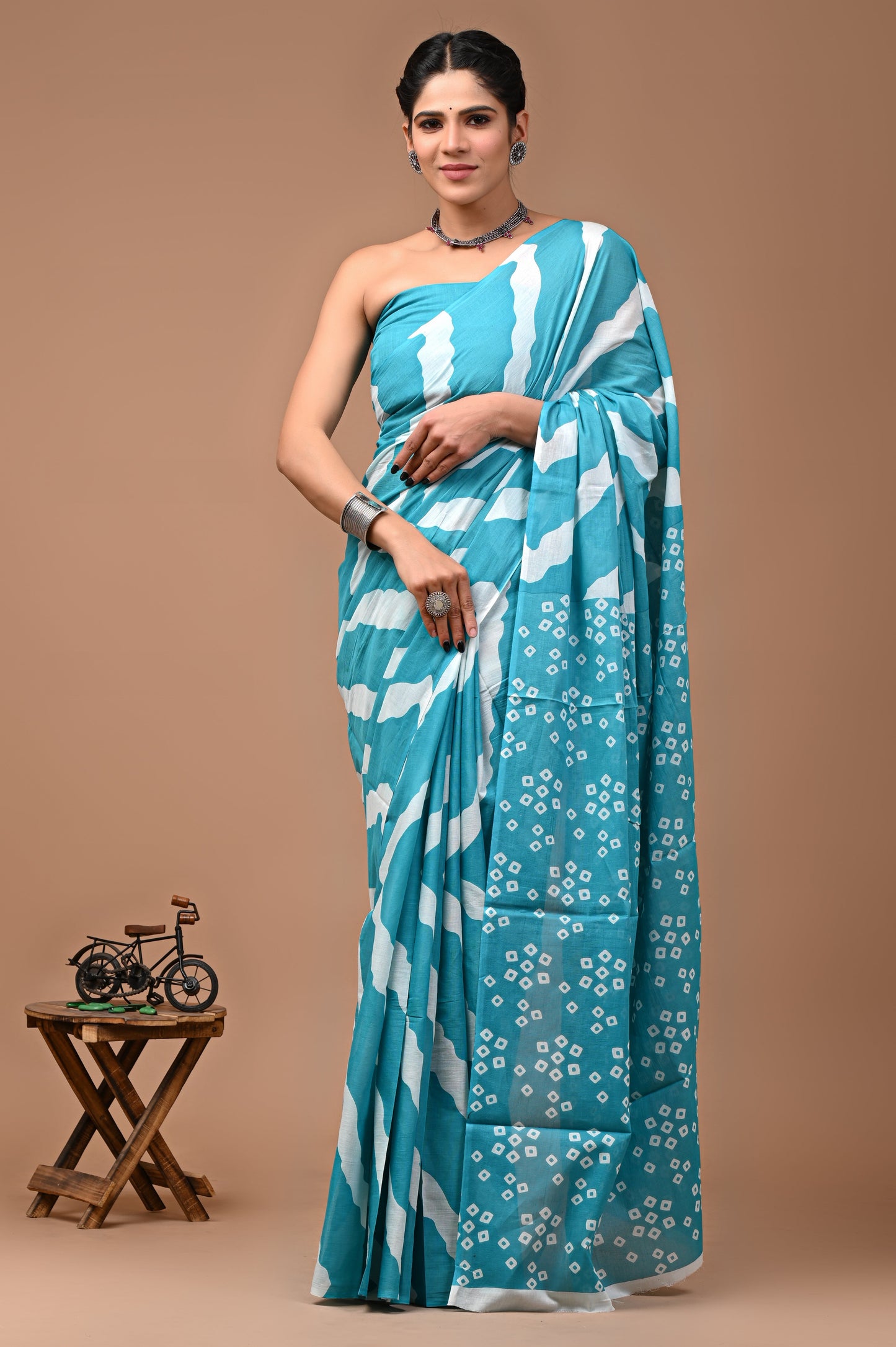 Printed Pure Cotton Mulmul Saree With Blouse