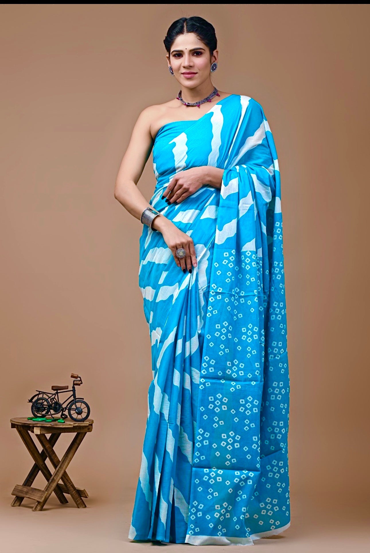 Printed Pure Cotton Mulmul Saree With Blouse