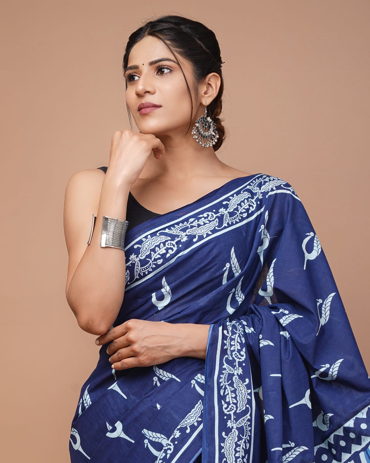 Printed Pure Cotton Mulmul Saree With Blouse