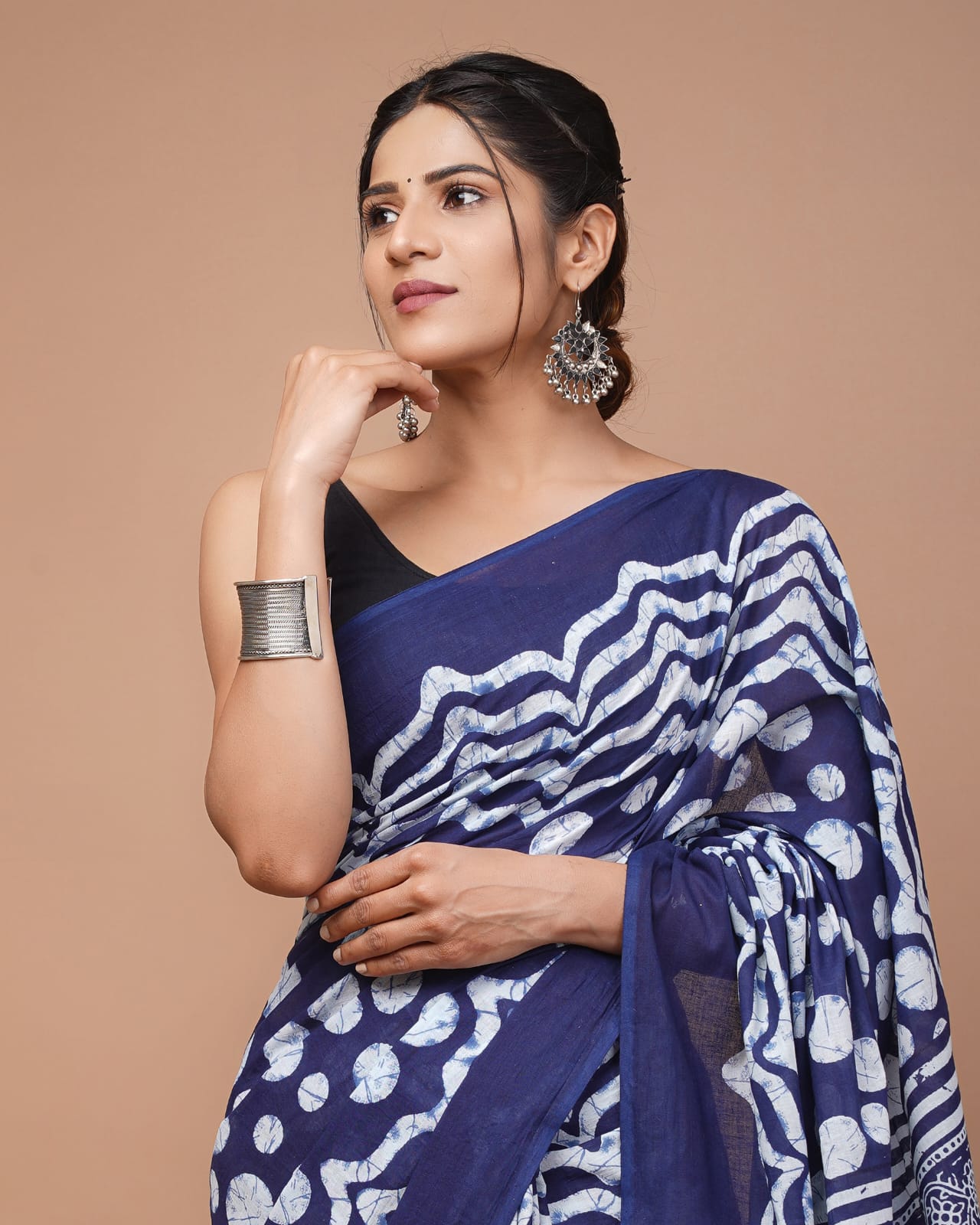 Printed Pure Cotton Mulmul Saree With Blouse