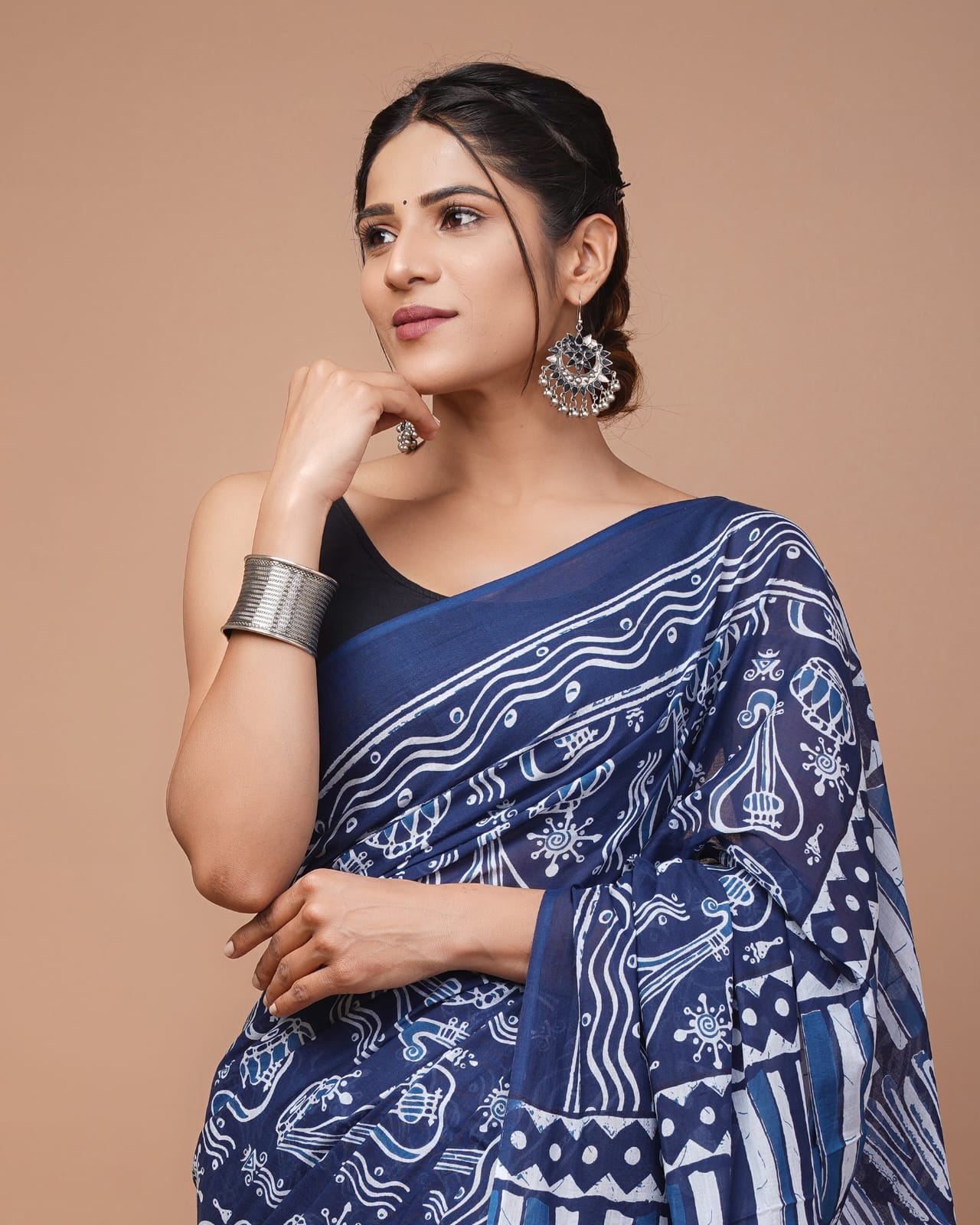 Printed Pure Cotton Mulmul Saree With Blouse