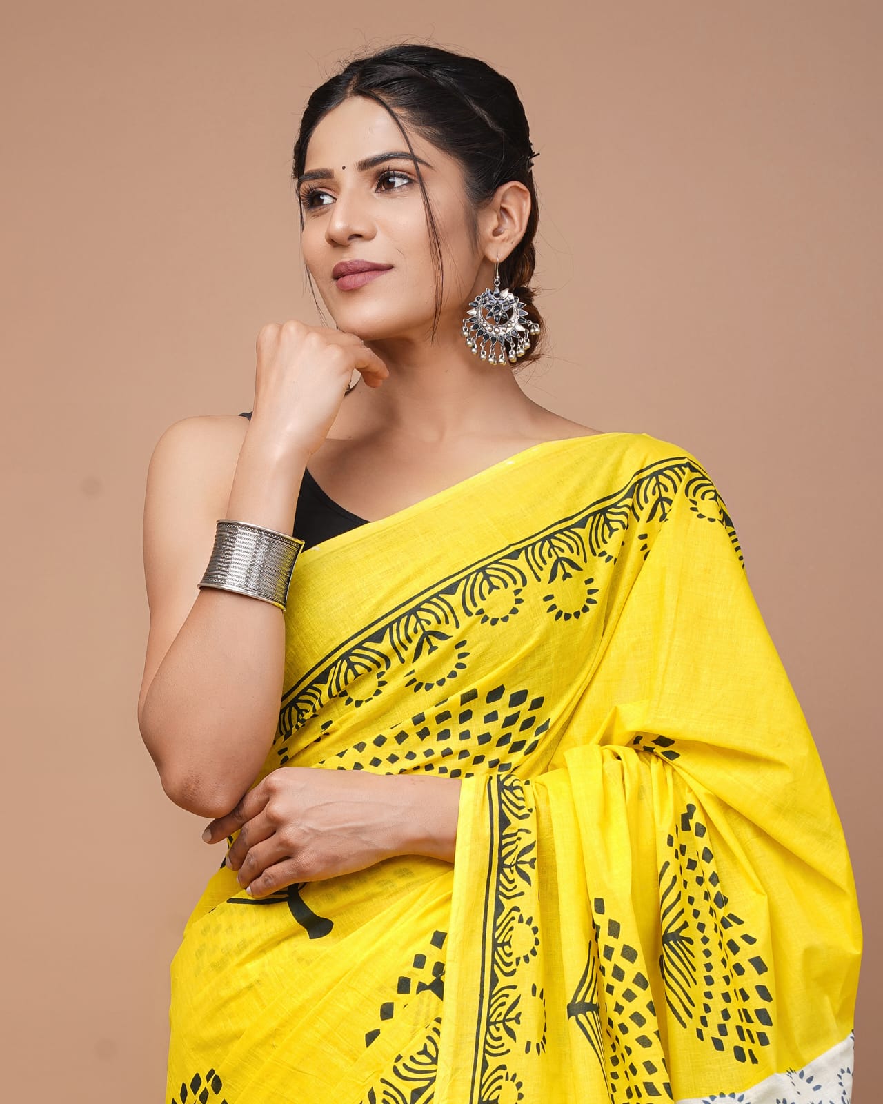 Printed Pure Cotton Mulmul Saree With Blouse