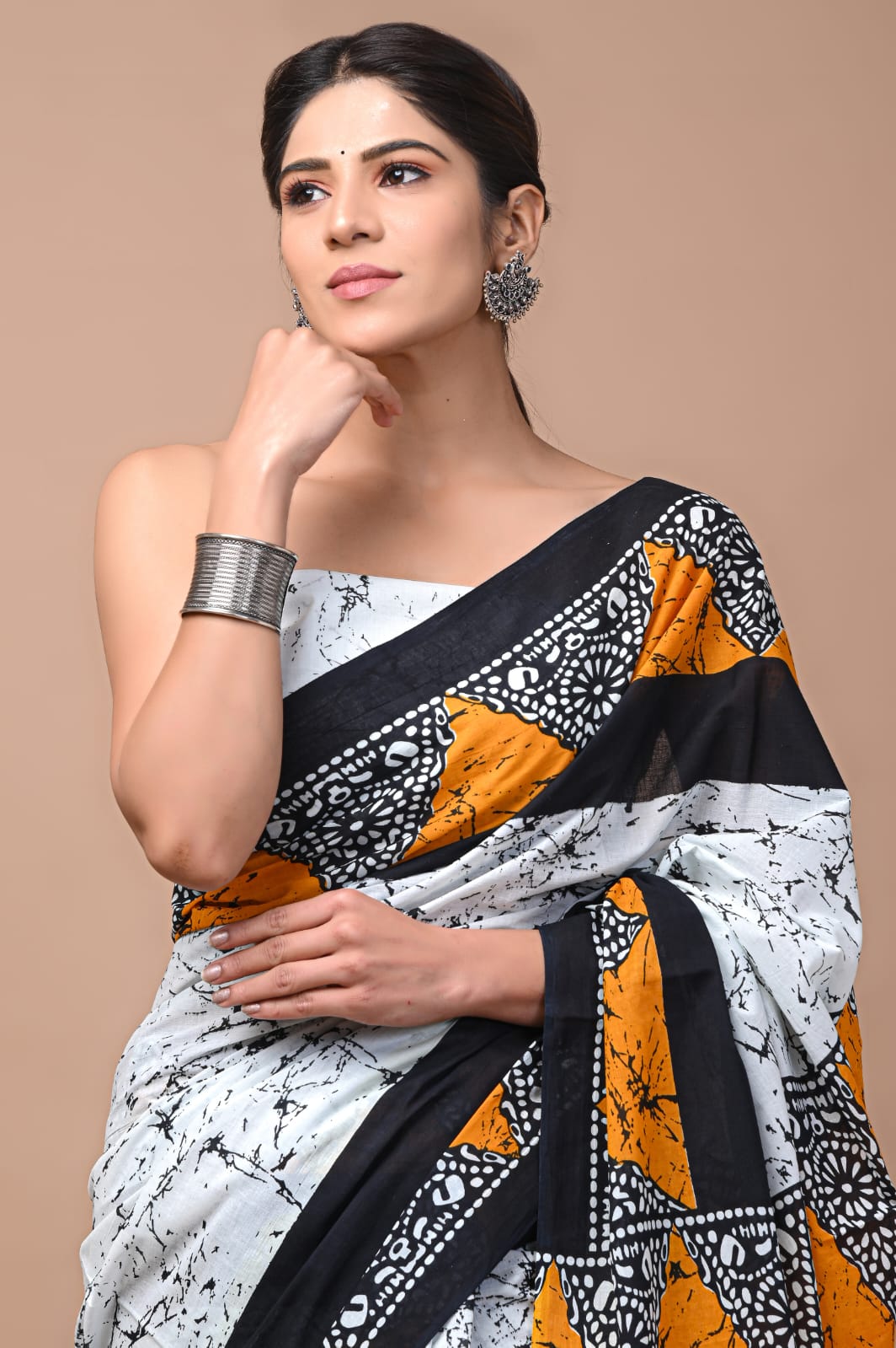 Printed Pure Cotton Mulmul Saree With Blouse