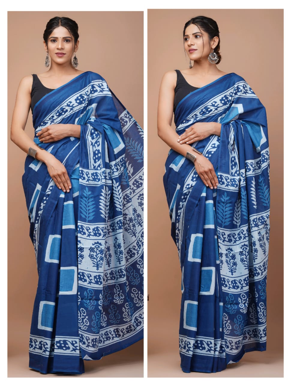 Printed Pure Cotton Mulmul Saree With Blouse