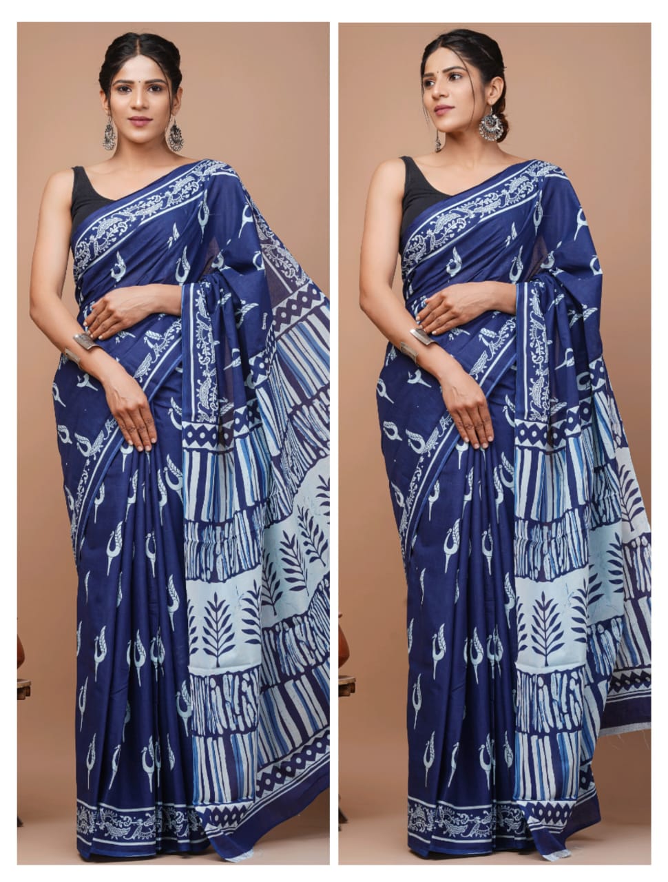 Printed Pure Cotton Mulmul Saree With Blouse