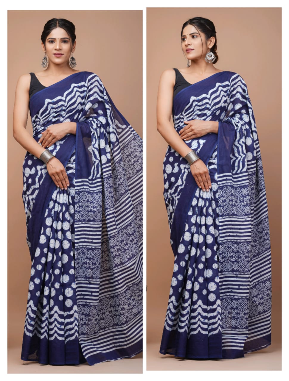Printed Pure Cotton Mulmul Saree With Blouse