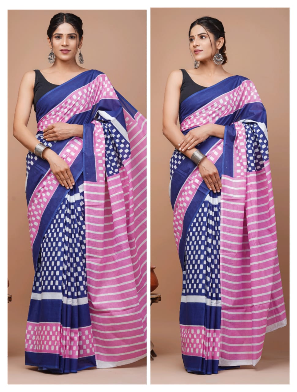 Printed Pure Cotton Mulmul Saree With Blouse