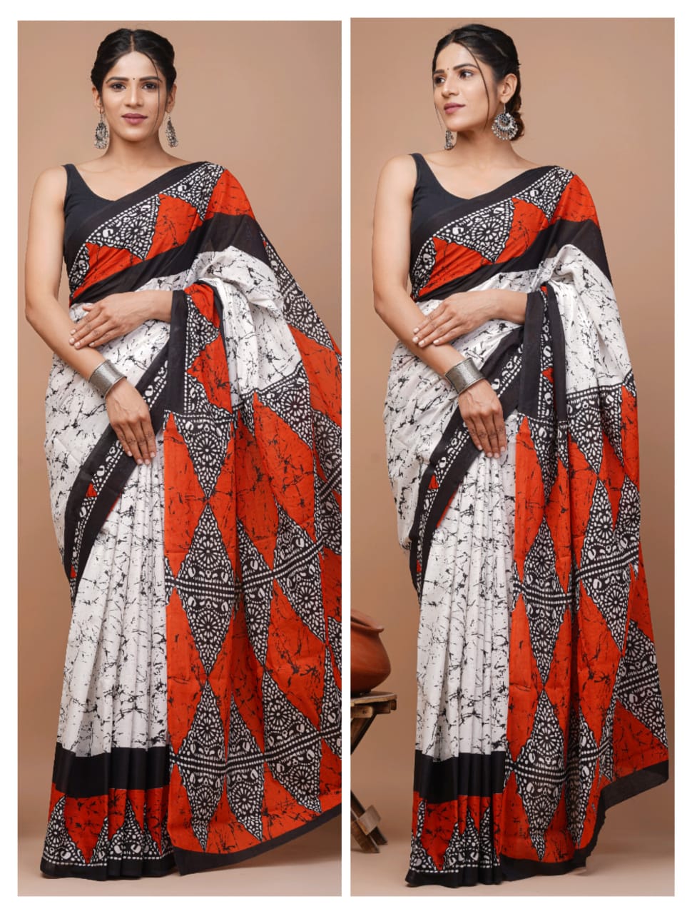 Printed Pure Cotton Mulmul Saree With Blouse