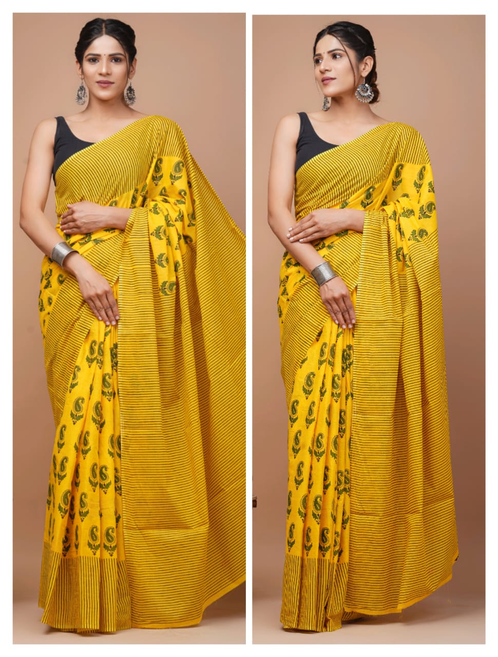 Printed Pure Cotton Mulmul Saree With Blouse