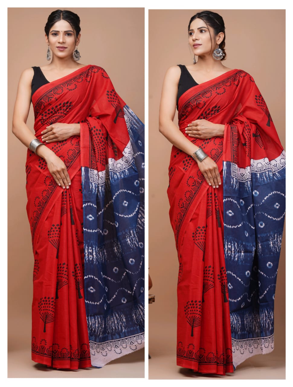 Printed Pure Cotton Mulmul Saree With Blouse