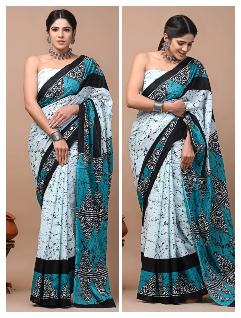 Printed Pure Cotton Mulmul Saree With Blouse