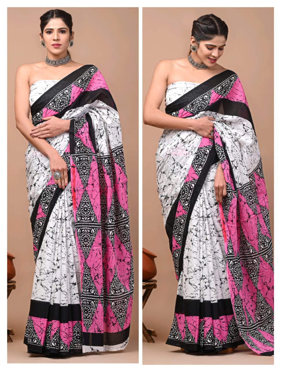 Printed Pure Cotton Mulmul Saree With Blouse