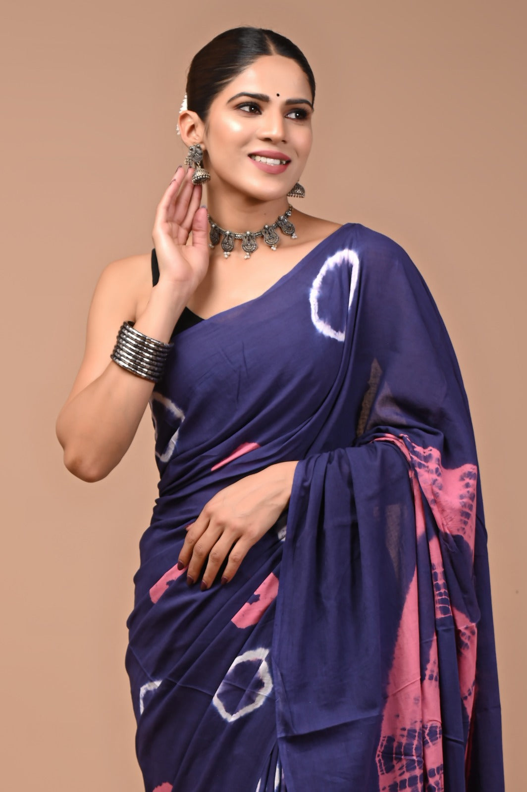 Printed Pure Cotton Mulmul Saree With Blouse