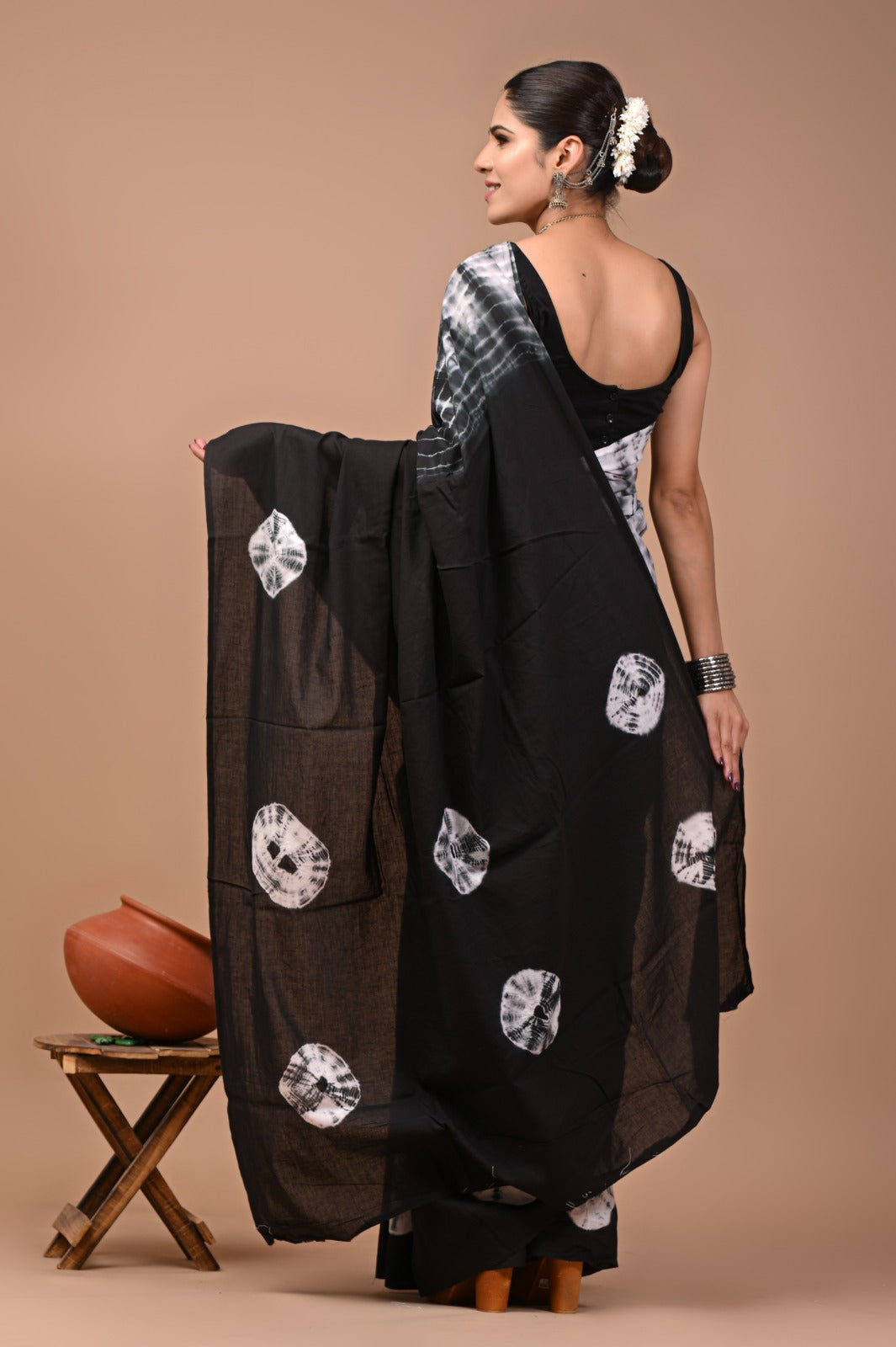 Printed Pure Cotton Mulmul Saree With Blouse