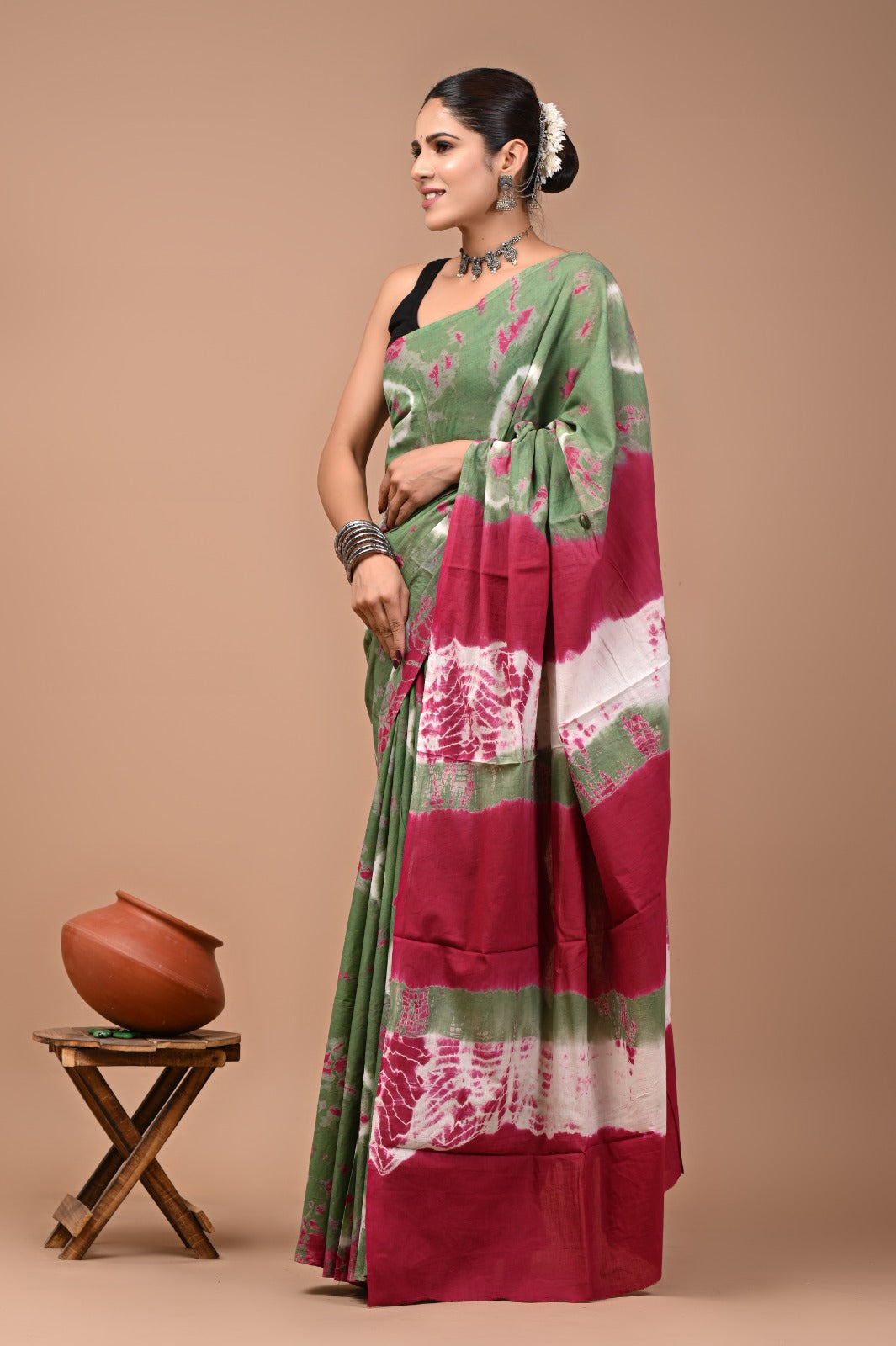 Printed Pure Cotton Mulmul Saree With Blouse