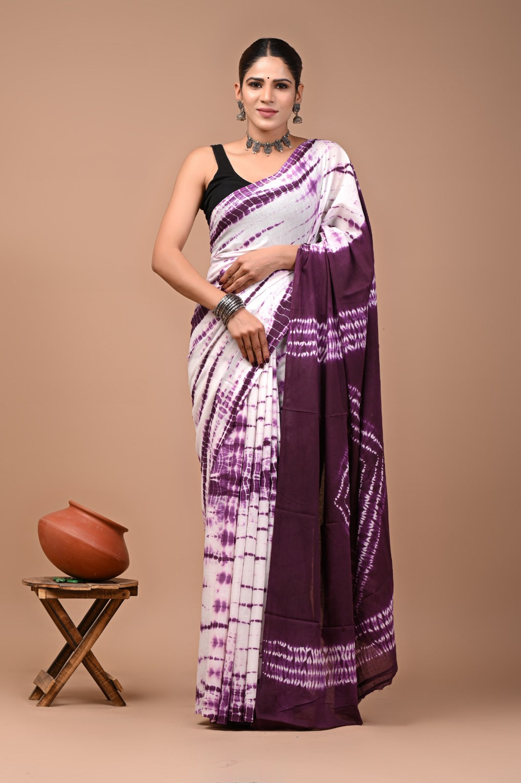Printed Pure Cotton Mulmul Saree With Blouse