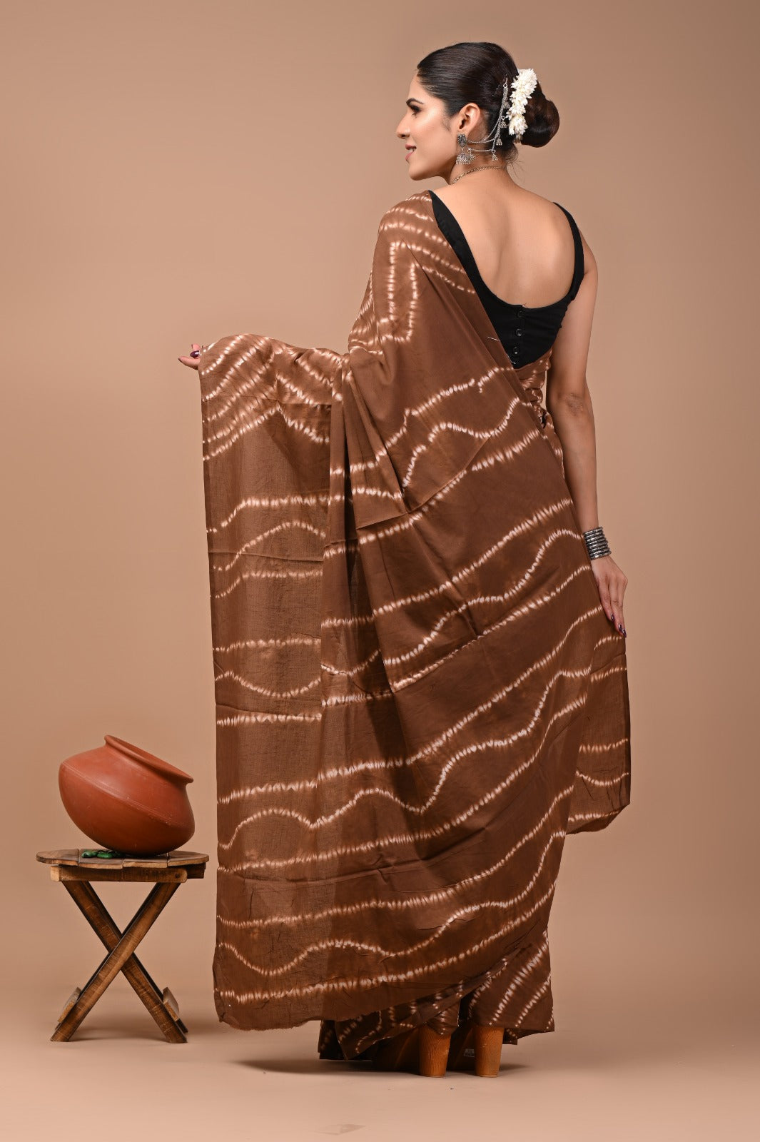 Printed Pure Cotton Mulmul Saree With Blouse
