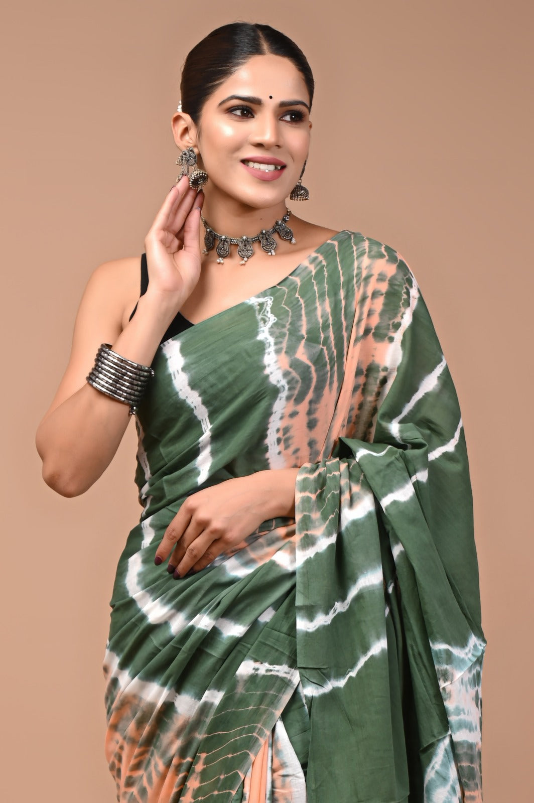 Printed Pure Cotton Mulmul Saree With Blouse