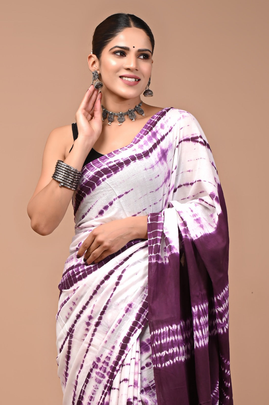 Printed Pure Cotton Mulmul Saree With Blouse